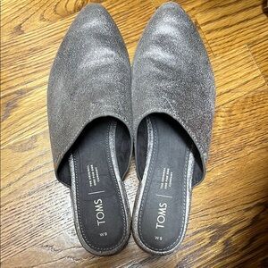 TOMS Silver Mules Comfortable Slip-On Shoes